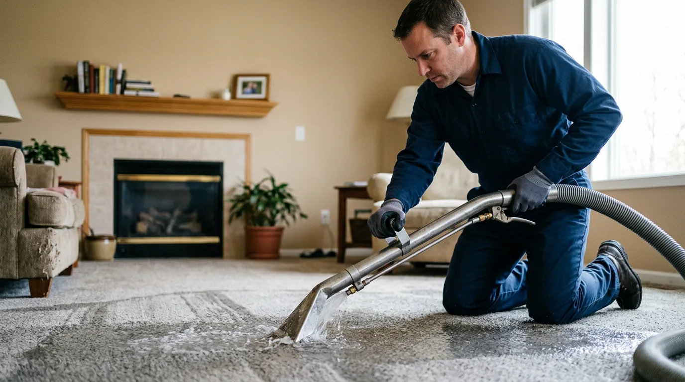 Water damage restoration technician working near Mount Kisco, NY